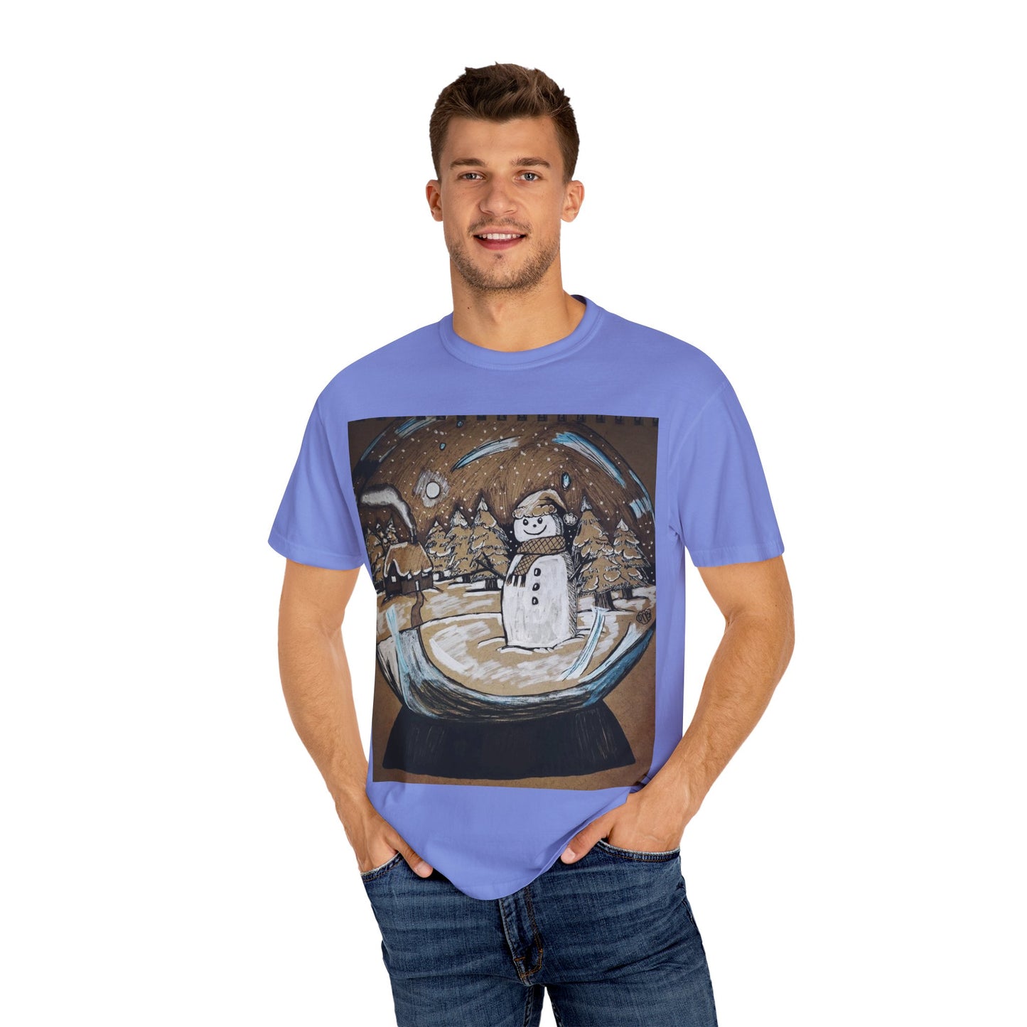 Snow Globe T-Shirt, Cozy Winter Apparel, Holiday Gift, Unisex Tee, Christmas, Snowman Design