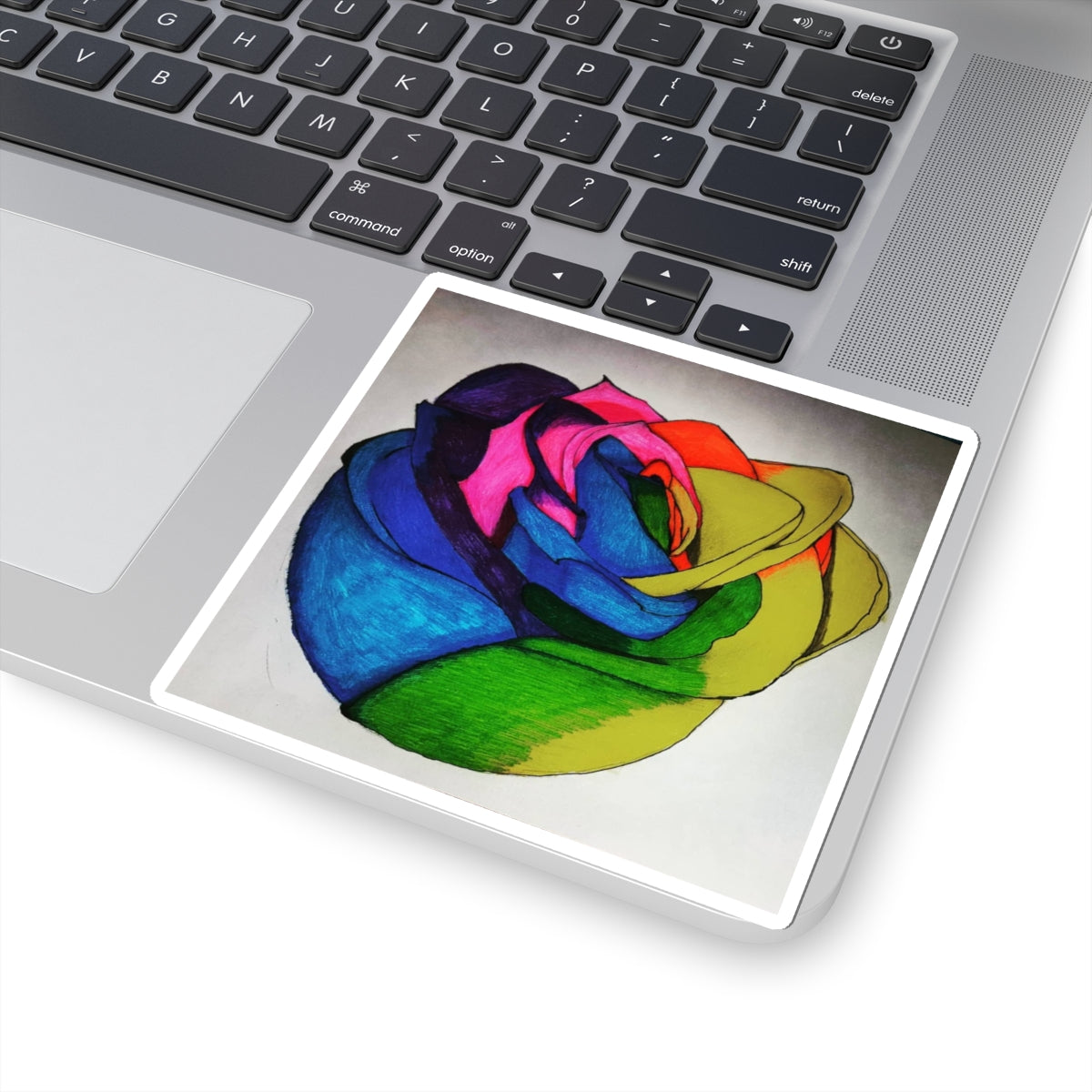 Vibrant Rose Kiss-Cut Stickers – Colorful Floral Decals for Laptop, Water Bottles, Scrapbooking, Art Projects, Gifts