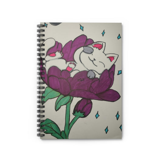 Floral Cat Spiral Notebook - Cute Animal Stationery, Cat Lovers Gift, Journal, Writing Pad, School Supplies