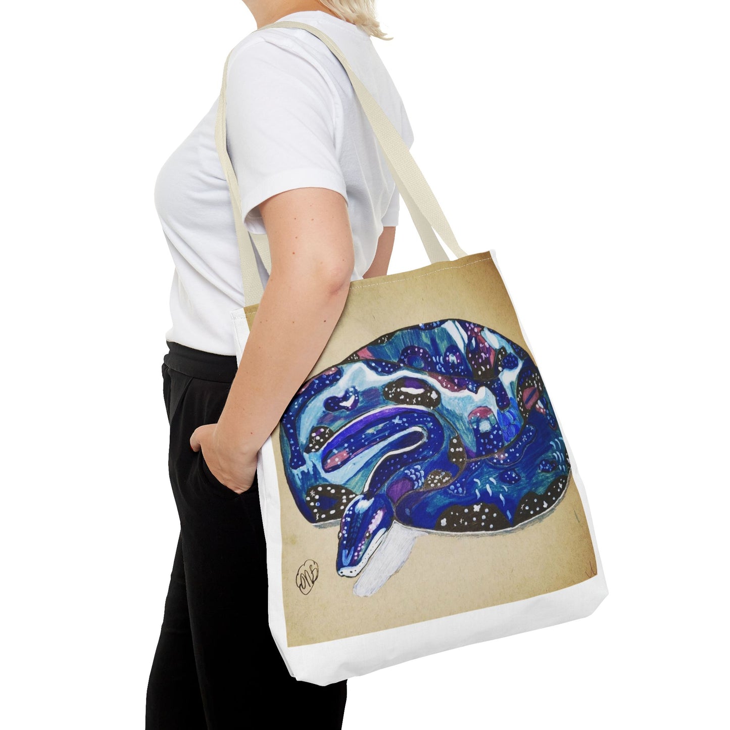 Vibrant Artistic Snake Tote Bag, Unique Eco-Friendly Bag, Perfect for Shopping, Beach, Travel, Art Lovers Gift