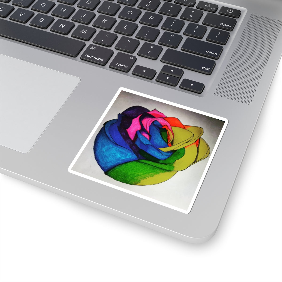 Vibrant Rose Kiss-Cut Stickers – Colorful Floral Decals for Laptop, Water Bottles, Scrapbooking, Art Projects, Gifts