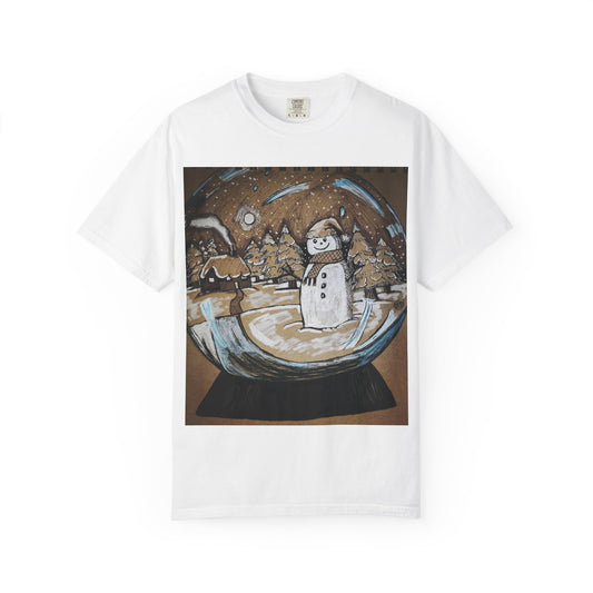 Snow Globe T-Shirt, Cozy Winter Apparel, Holiday Gift, Unisex Tee, Christmas, Snowman Design
