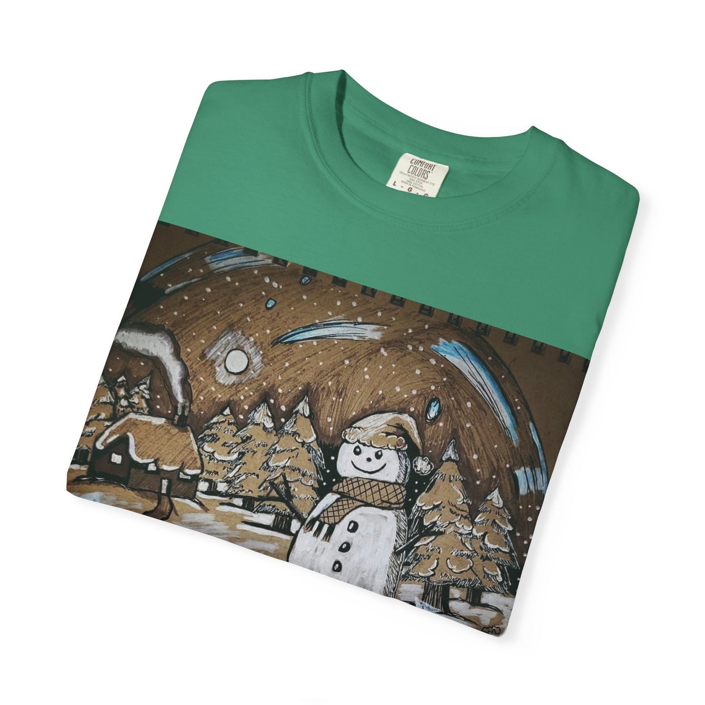 Snow Globe T-Shirt, Cozy Winter Apparel, Holiday Gift, Unisex Tee, Christmas, Snowman Design