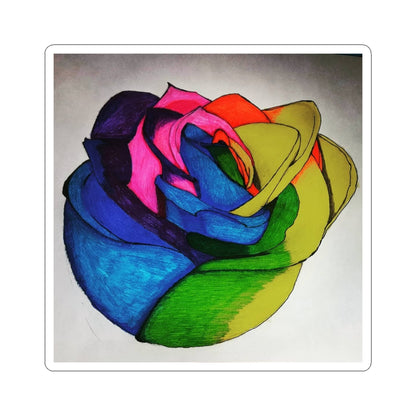 Vibrant Rose Kiss-Cut Stickers – Colorful Floral Decals for Laptop, Water Bottles, Scrapbooking, Art Projects, Gifts