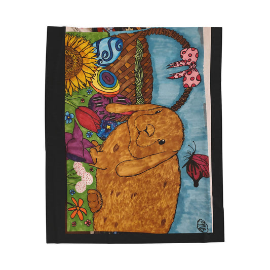 Colorful Bunny Velveteen Plush Blanket, Cozy Indoor Decor, Perfect for Easter, Spring Gifts, Nursery Bedding
