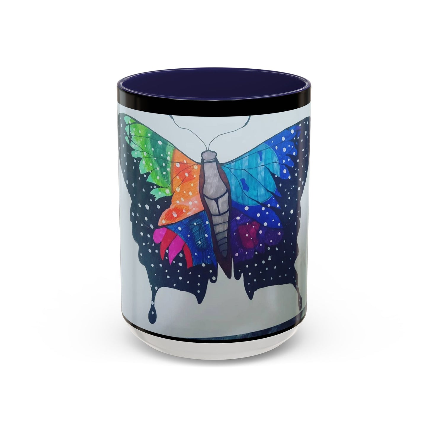Colorful Butterfly Accent Coffee Mug, Inspirational Gift for Nature Lovers, Artistic Ceramic Cup, Perfect for Home & Office