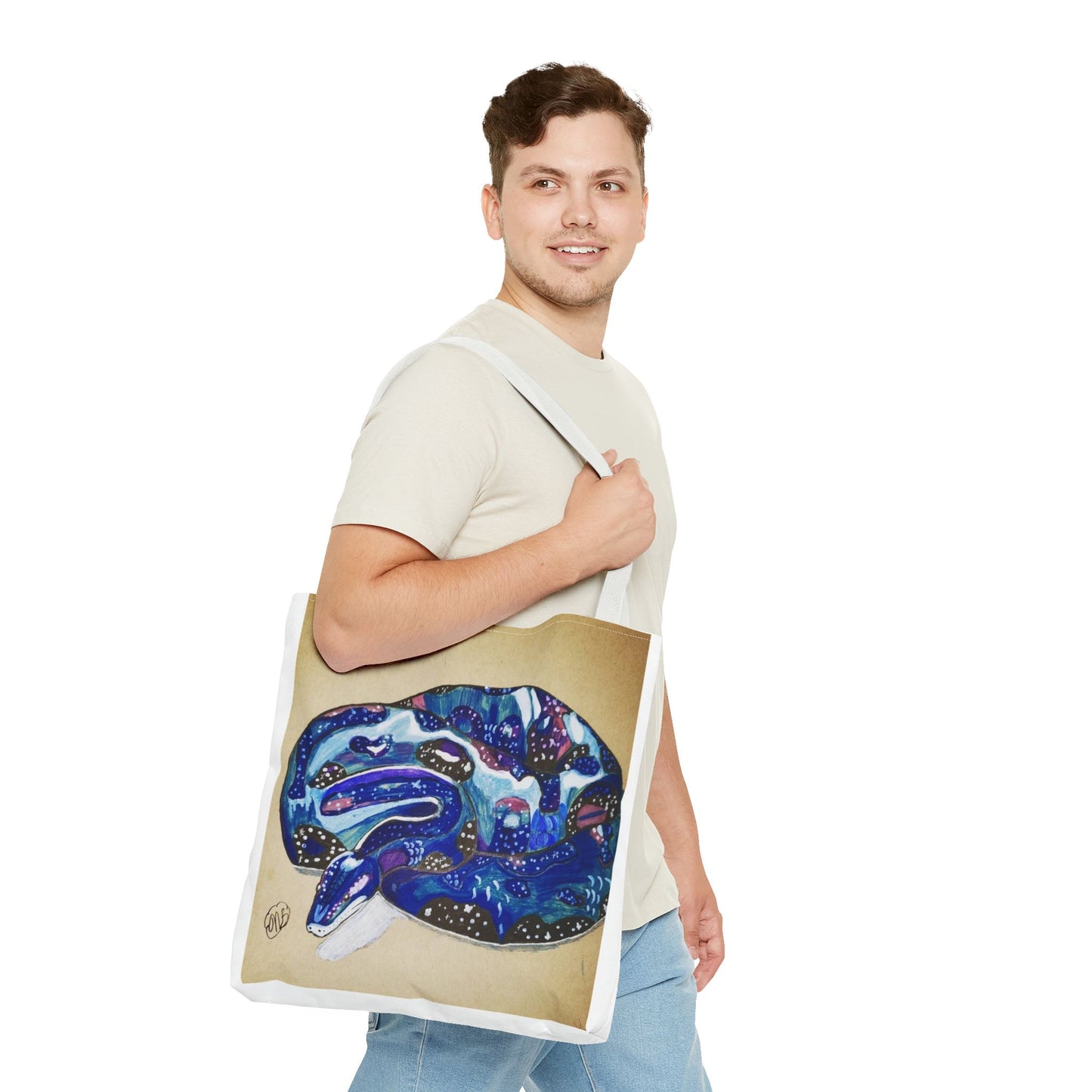 Vibrant Artistic Snake Tote Bag, Unique Eco-Friendly Bag, Perfect for Shopping, Beach, Travel, Art Lovers Gift