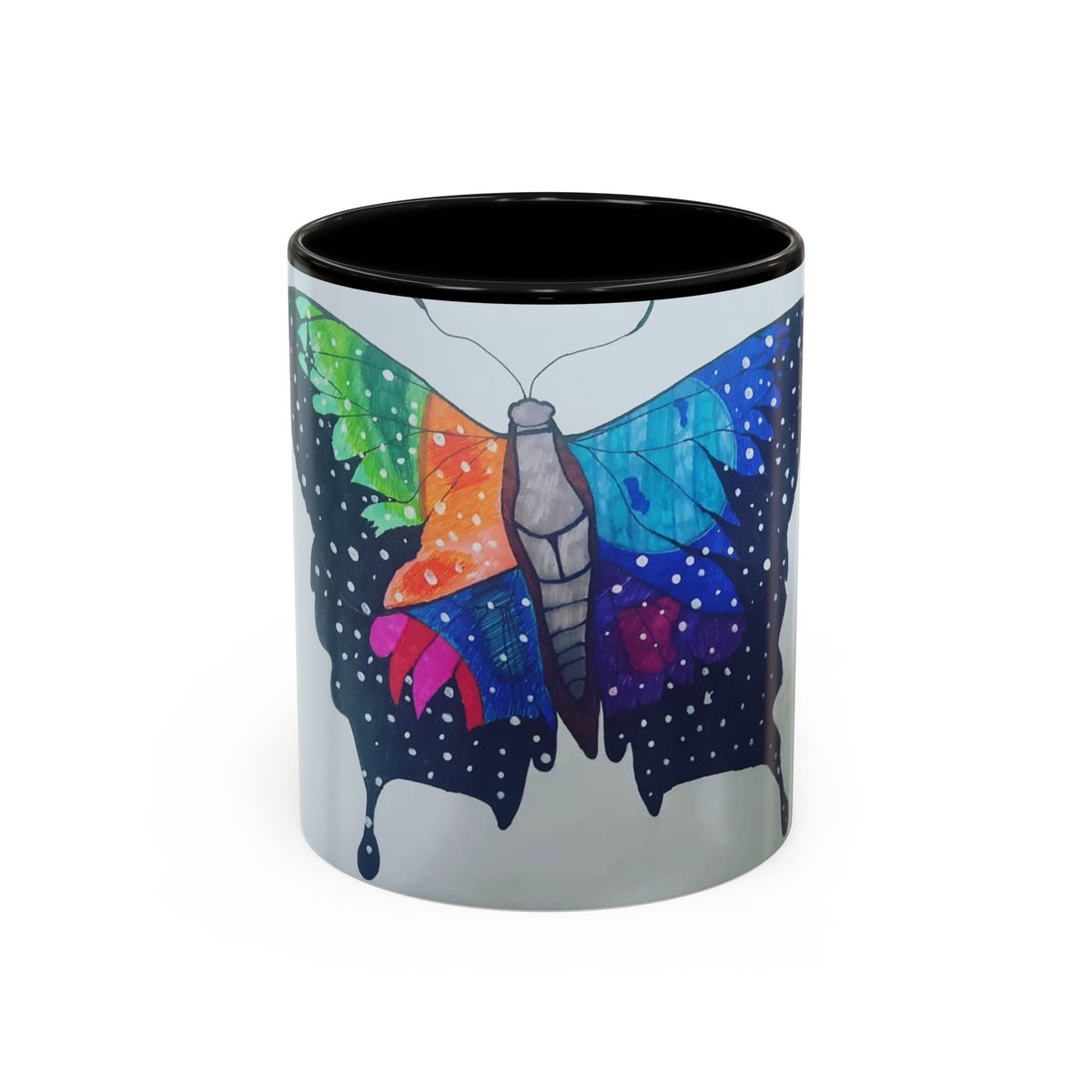 Colorful Butterfly Accent Coffee Mug, Inspirational Gift for Nature Lovers, Artistic Ceramic Cup, Perfect for Home & Office