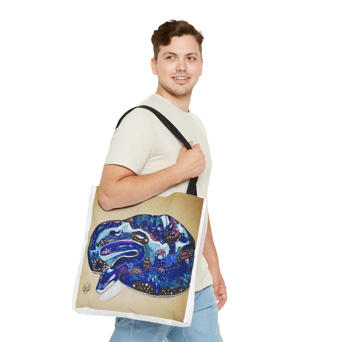 Vibrant Artistic Snake Tote Bag, Unique Eco-Friendly Bag, Perfect for Shopping, Beach, Travel, Art Lovers Gift