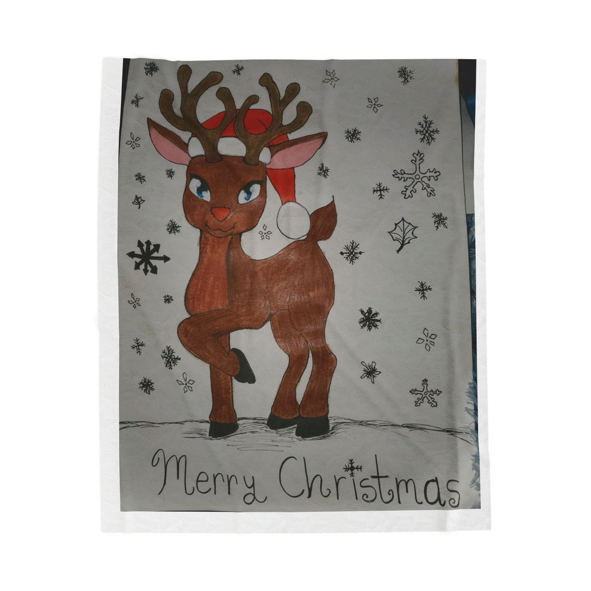 Cozy Christmas Plush Blanket, Holiday Gift, Winter Decor, Reindeer Design, Warm Throw, Merry Christmas Blanket