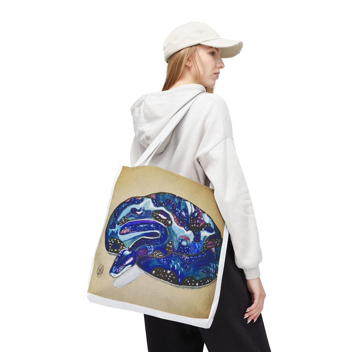 Vibrant Artistic Snake Tote Bag, Unique Eco-Friendly Bag, Perfect for Shopping, Beach, Travel, Art Lovers Gift