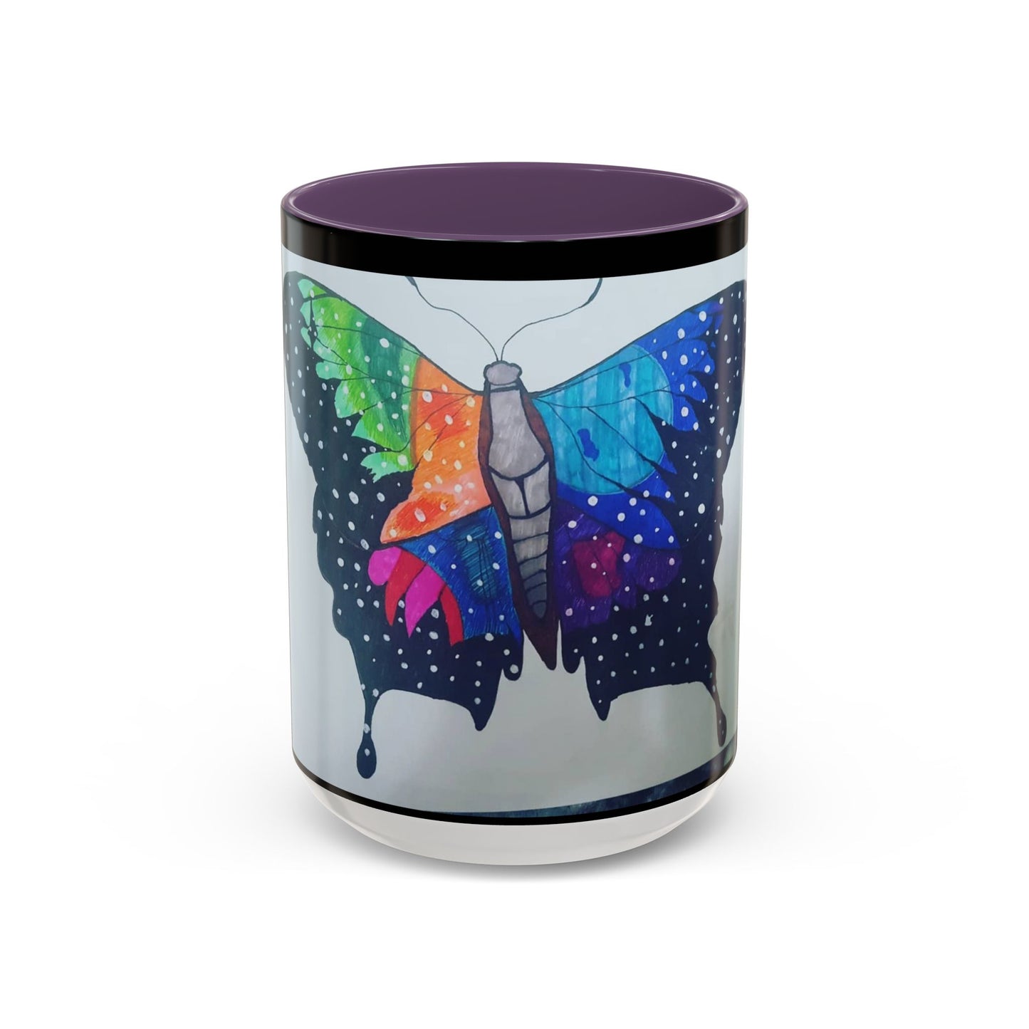 Colorful Butterfly Accent Coffee Mug, Inspirational Gift for Nature Lovers, Artistic Ceramic Cup, Perfect for Home & Office