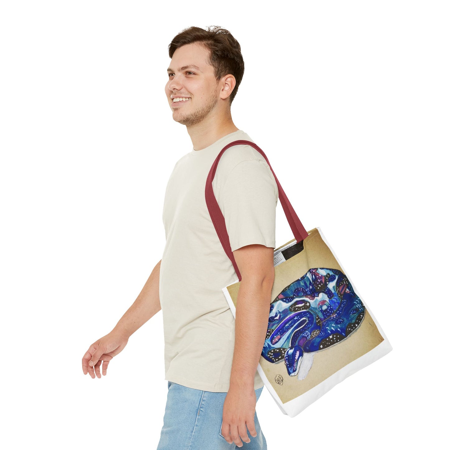 Vibrant Artistic Snake Tote Bag, Unique Eco-Friendly Bag, Perfect for Shopping, Beach, Travel, Art Lovers Gift