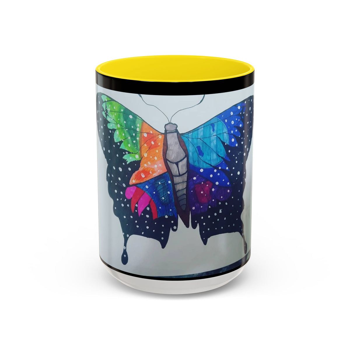 Colorful Butterfly Accent Coffee Mug, Inspirational Gift for Nature Lovers, Artistic Ceramic Cup, Perfect for Home & Office