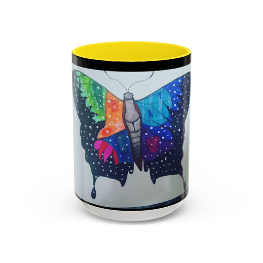 Colorful Butterfly Accent Coffee Mug, Inspirational Gift for Nature Lovers, Artistic Ceramic Cup, Perfect for Home & Office