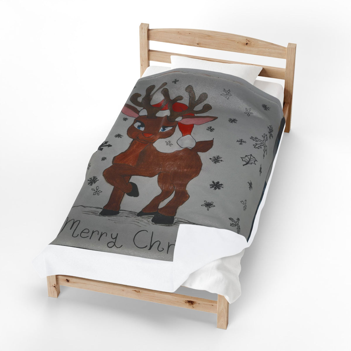 Cozy Christmas Plush Blanket, Holiday Gift, Winter Decor, Reindeer Design, Warm Throw, Merry Christmas Blanket
