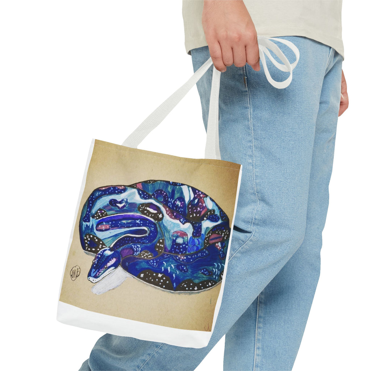 Vibrant Artistic Snake Tote Bag, Unique Eco-Friendly Bag, Perfect for Shopping, Beach, Travel, Art Lovers Gift