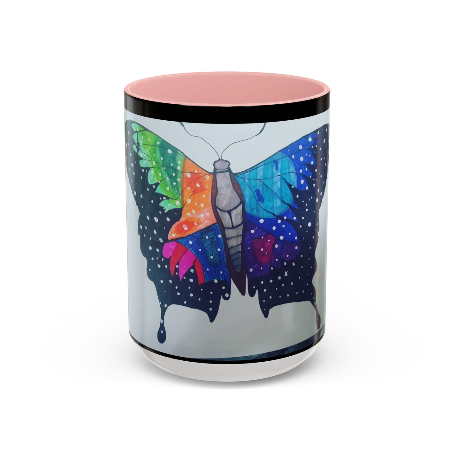 Colorful Butterfly Accent Coffee Mug, Inspirational Gift for Nature Lovers, Artistic Ceramic Cup, Perfect for Home & Office