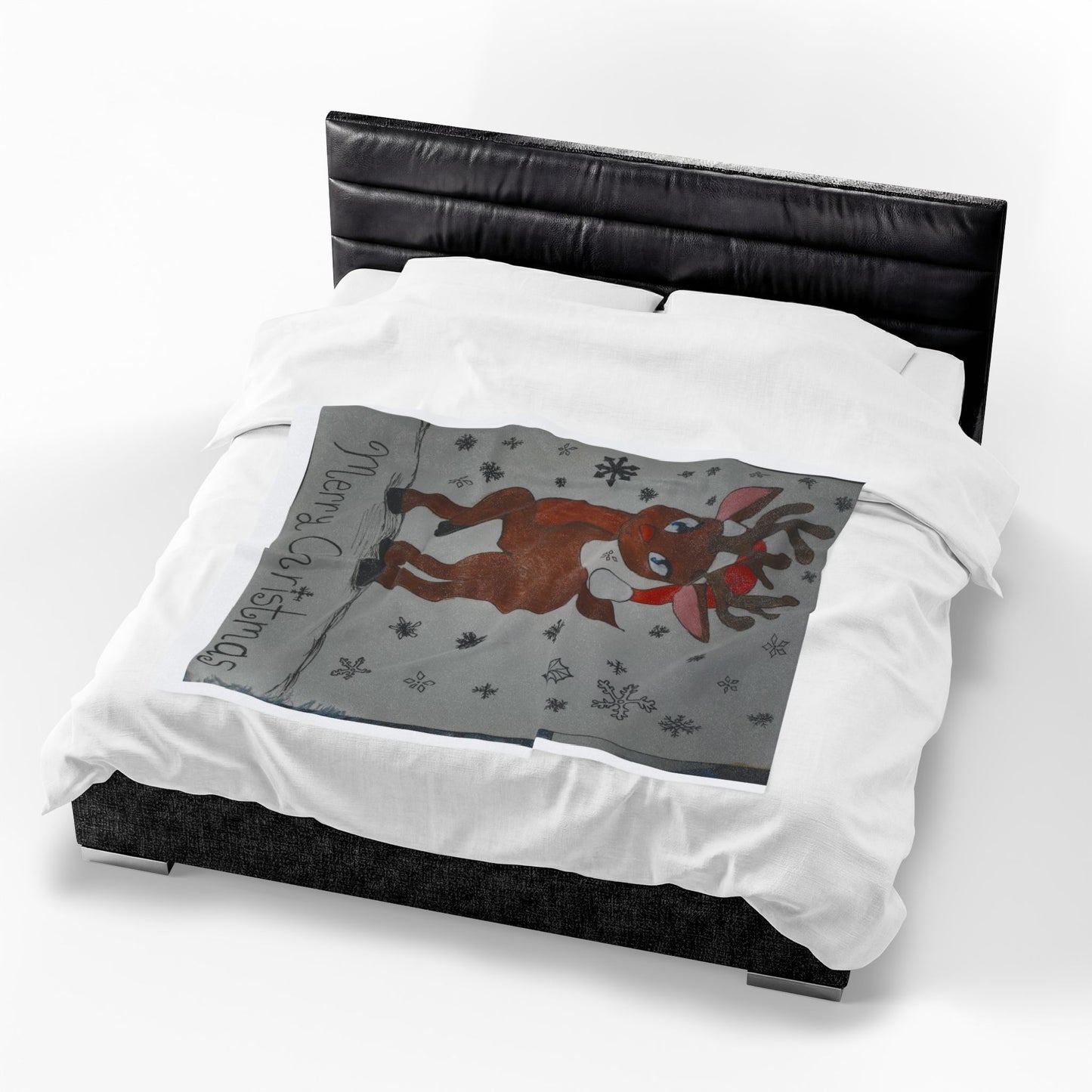Cozy Christmas Plush Blanket, Holiday Gift, Winter Decor, Reindeer Design, Warm Throw, Merry Christmas Blanket