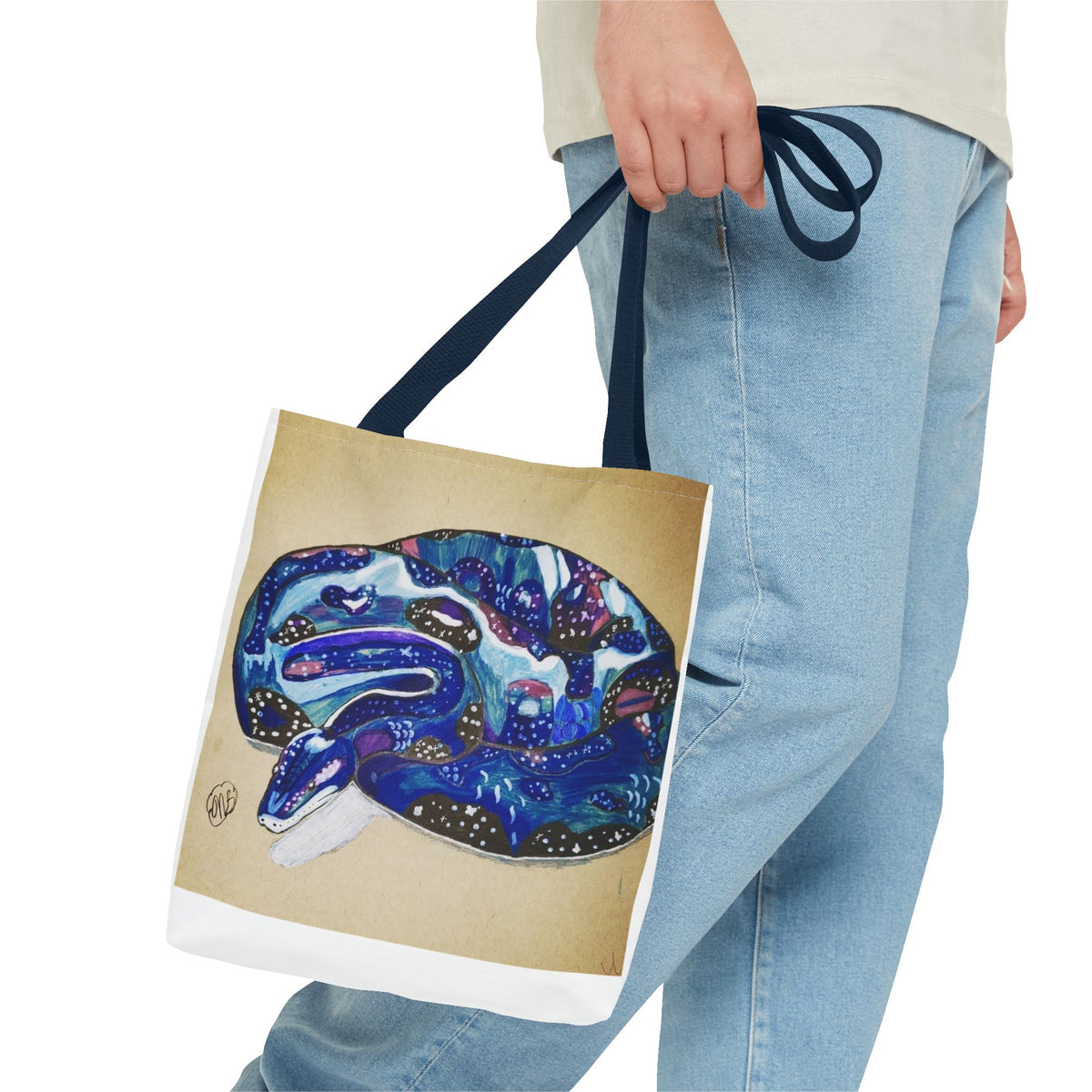 Vibrant Artistic Snake Tote Bag, Unique Eco-Friendly Bag, Perfect for Shopping, Beach, Travel, Art Lovers Gift