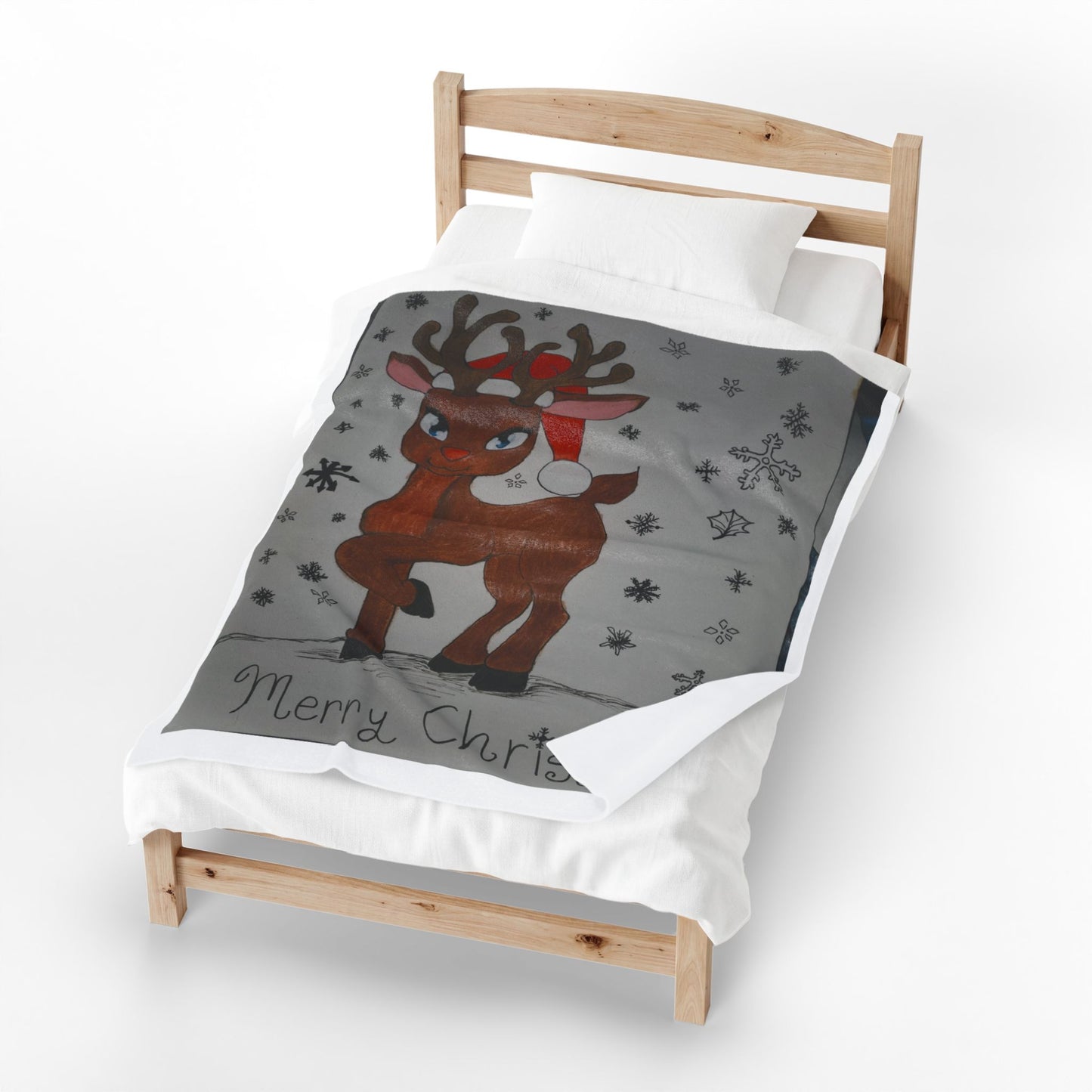 Cozy Christmas Plush Blanket, Holiday Gift, Winter Decor, Reindeer Design, Warm Throw, Merry Christmas Blanket
