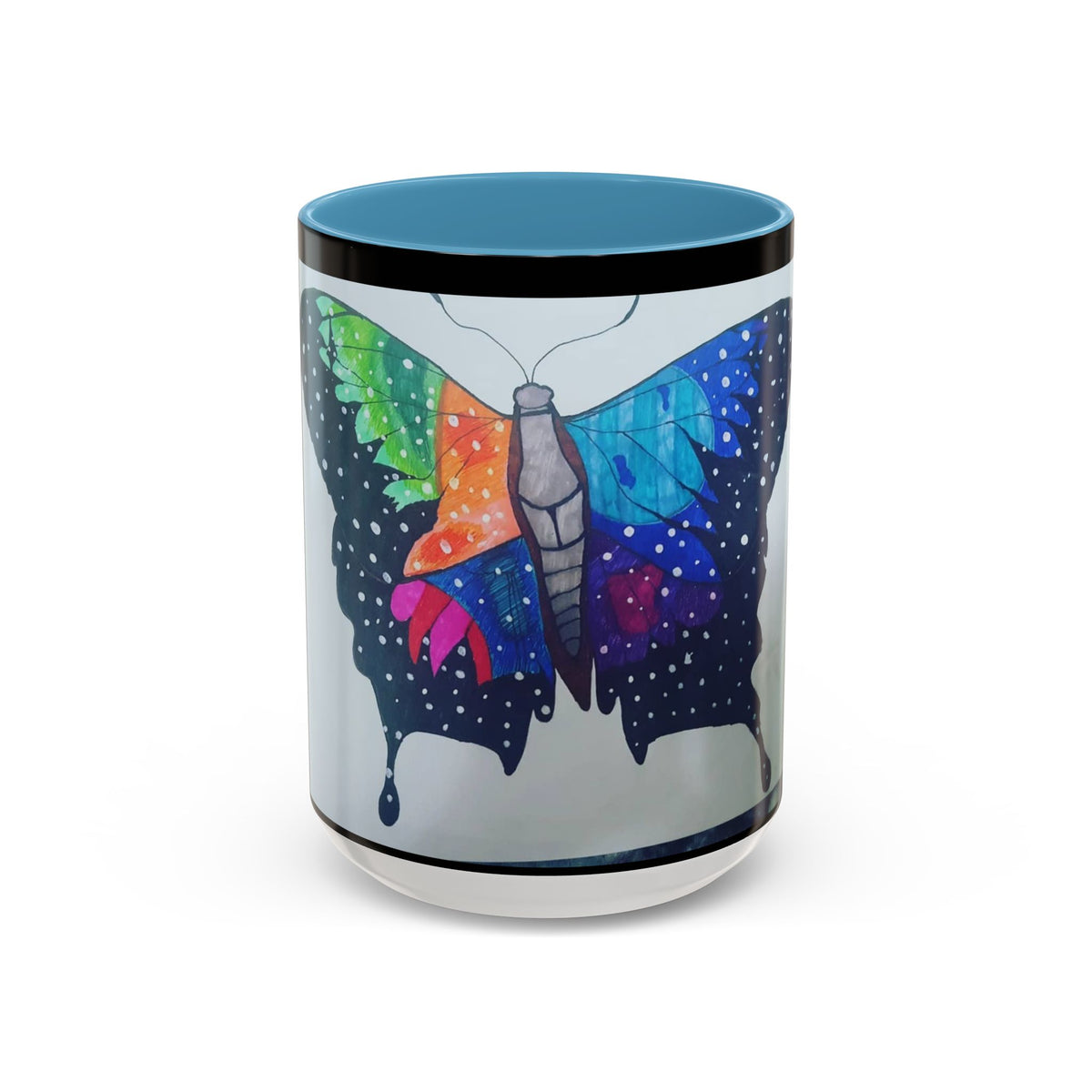 Colorful Butterfly Accent Coffee Mug, Inspirational Gift for Nature Lovers, Artistic Ceramic Cup, Perfect for Home & Office