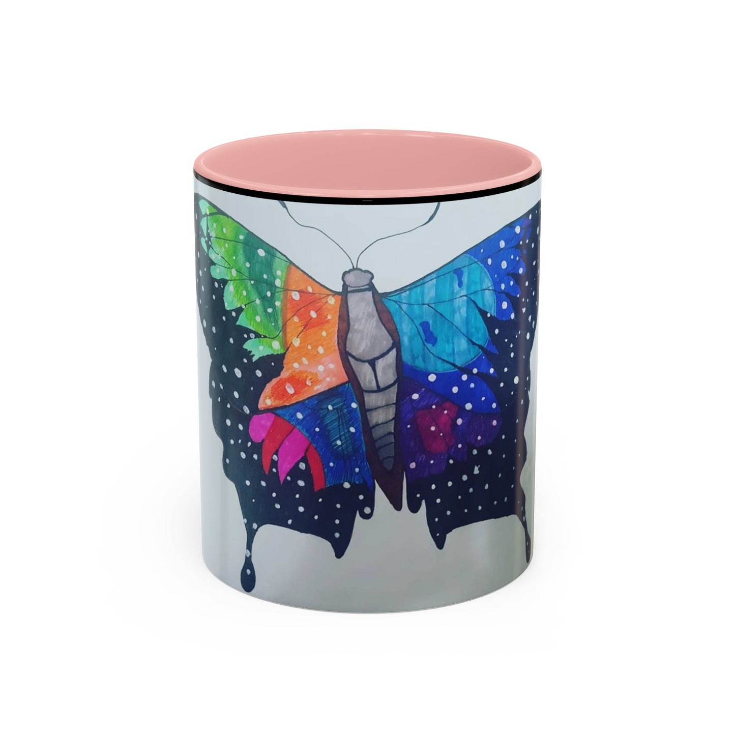 Colorful Butterfly Accent Coffee Mug, Inspirational Gift for Nature Lovers, Artistic Ceramic Cup, Perfect for Home & Office