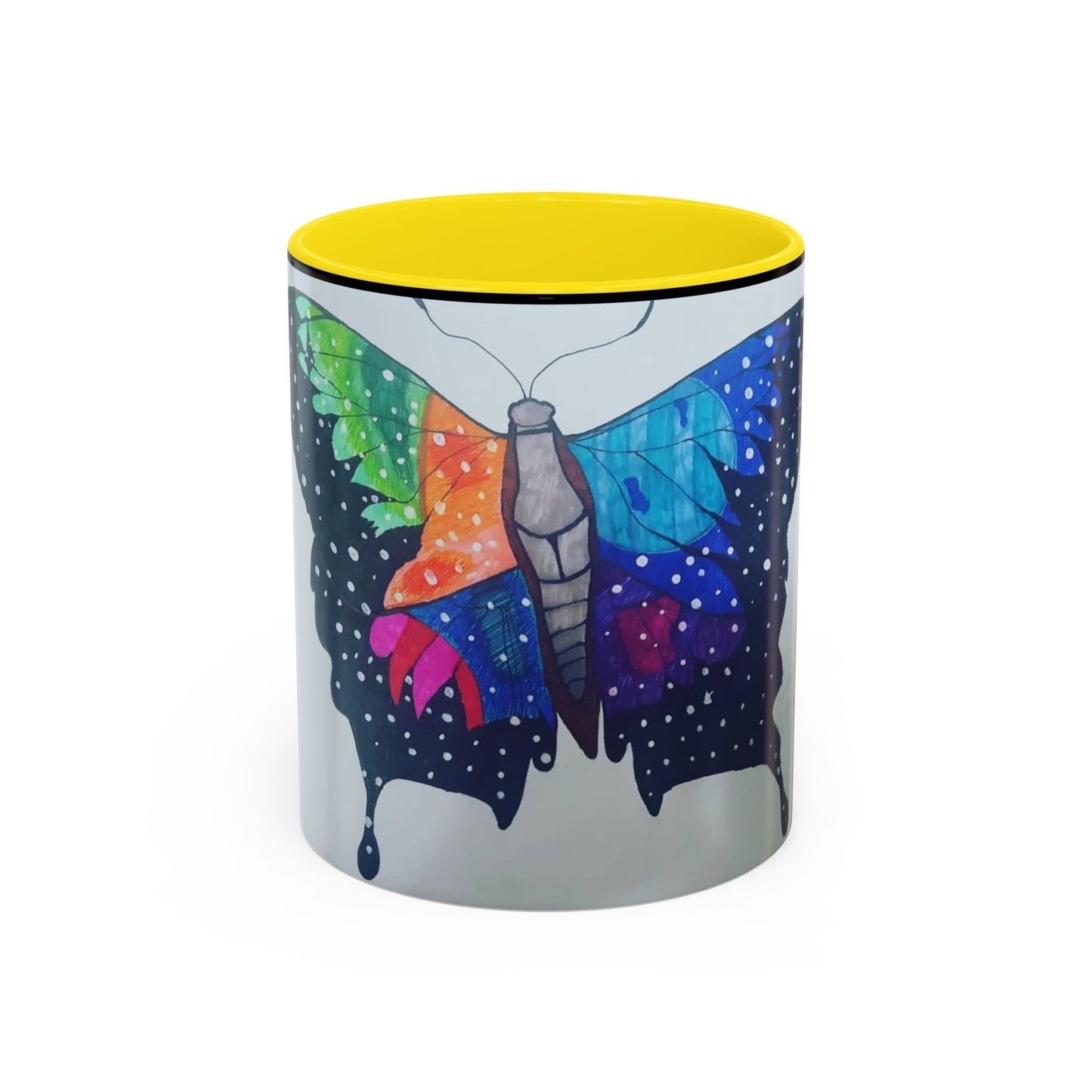 Colorful Butterfly Accent Coffee Mug, Inspirational Gift for Nature Lovers, Artistic Ceramic Cup, Perfect for Home & Office