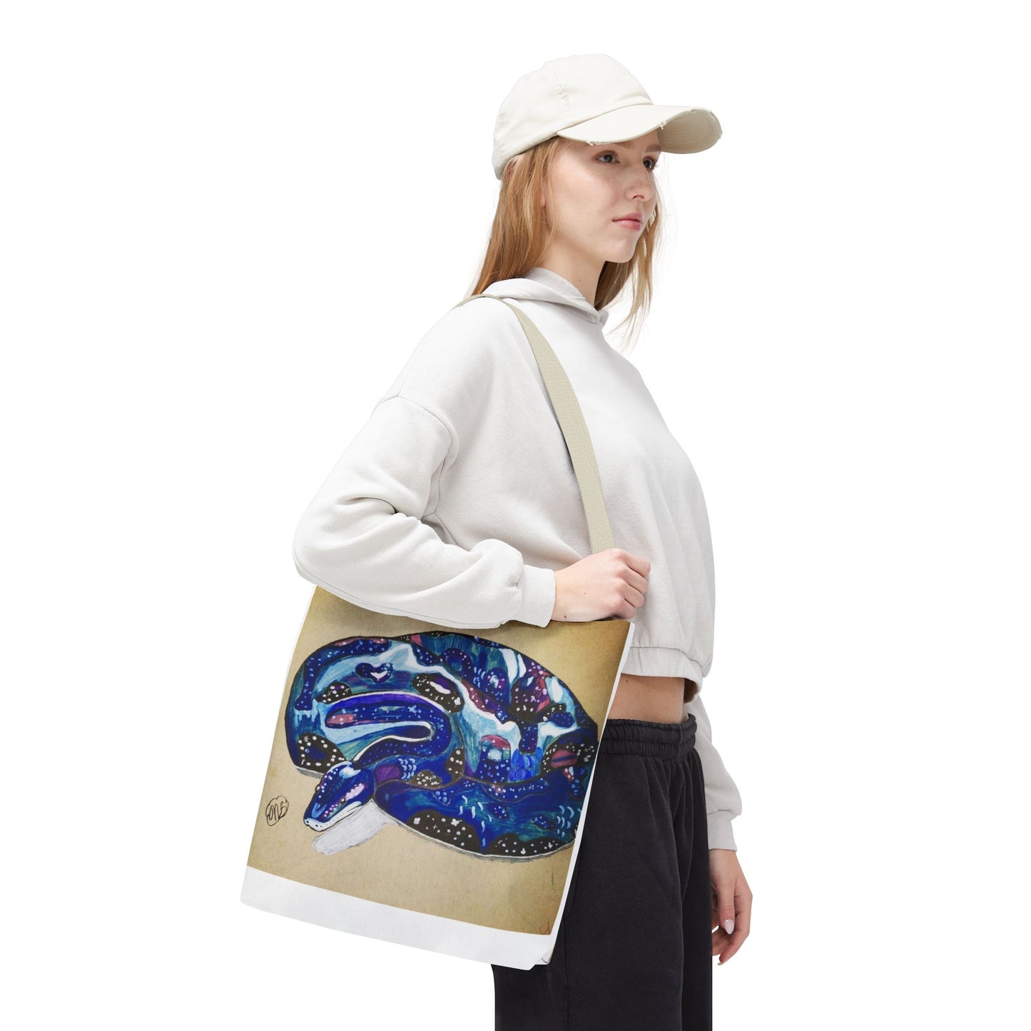 Vibrant Artistic Snake Tote Bag, Unique Eco-Friendly Bag, Perfect for Shopping, Beach, Travel, Art Lovers Gift