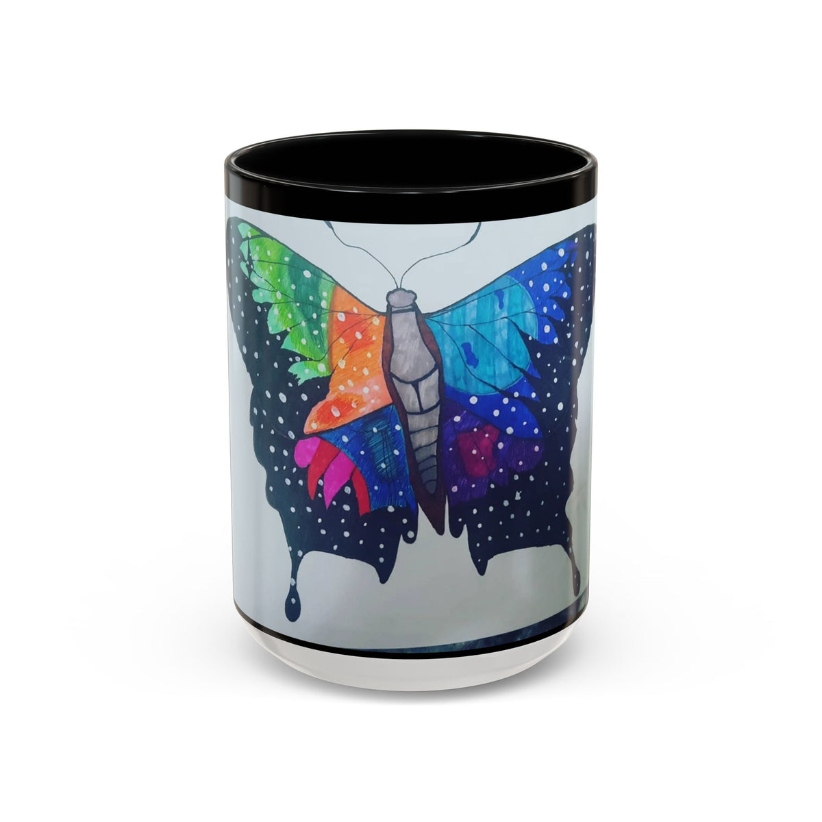 Colorful Butterfly Accent Coffee Mug, Inspirational Gift for Nature Lovers, Artistic Ceramic Cup, Perfect for Home & Office