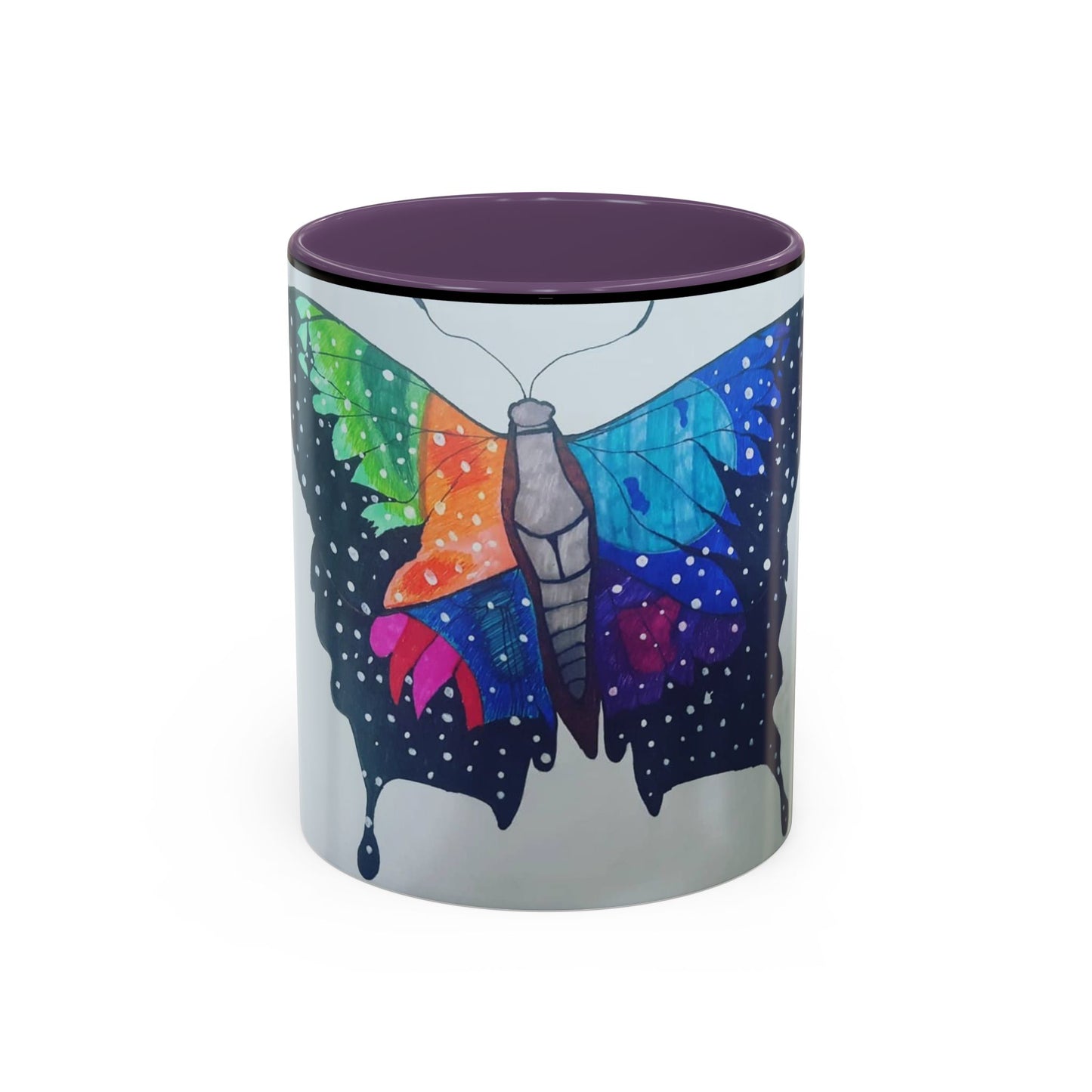 Colorful Butterfly Accent Coffee Mug, Inspirational Gift for Nature Lovers, Artistic Ceramic Cup, Perfect for Home & Office