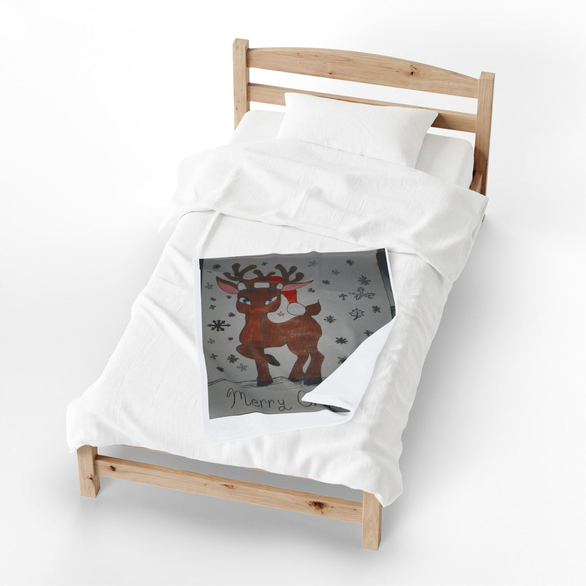 Cozy Christmas Plush Blanket, Holiday Gift, Winter Decor, Reindeer Design, Warm Throw, Merry Christmas Blanket